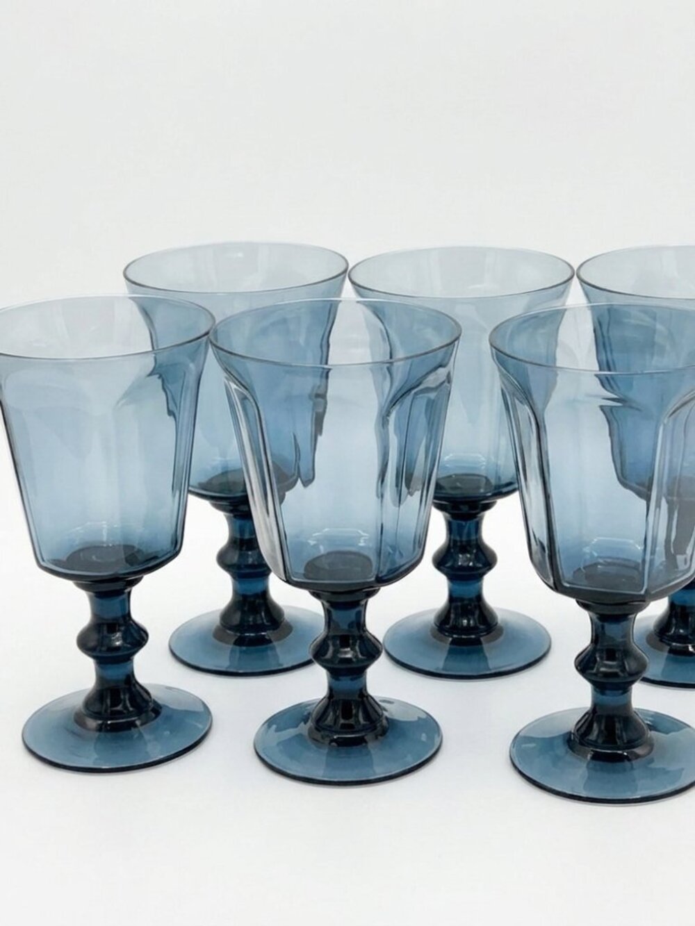 Vintage Lenox antique dark blue water Glasses Set of 6 cup glass goblet wine
